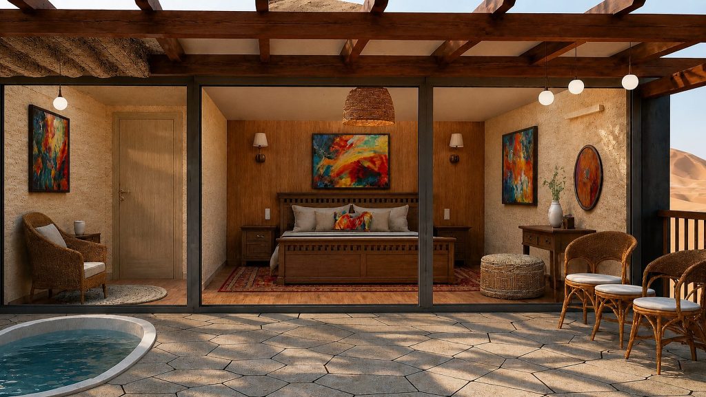 Rendu 3D du projet Eva Luxury Camp Agafay à Agafay, Marrakech — vue 12