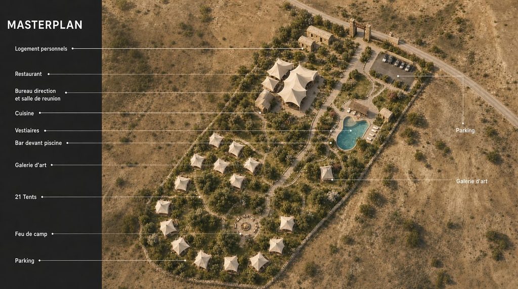 Rendu 3D du projet Eva Luxury Camp Agafay à Agafay, Marrakech — vue 22