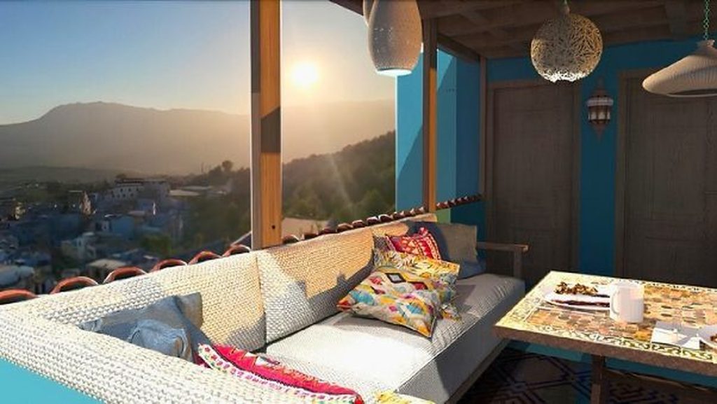 Rendu 3D du projet Chefchaouen Guesthouse à Chefchaouen, Maroc — vue 08